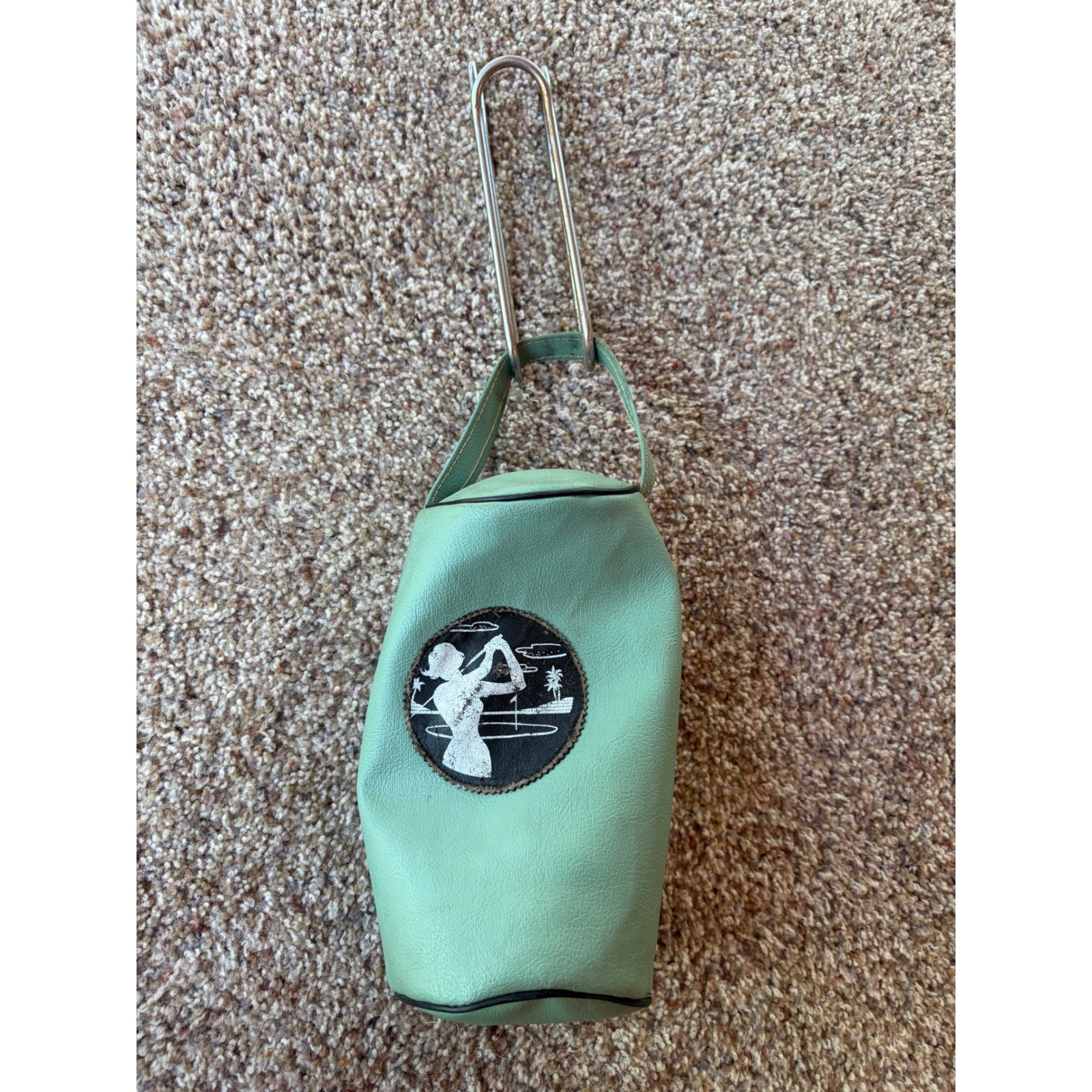 Vintage Mint Green Golf Accessory Pouch Bag Female Golfer Graphic